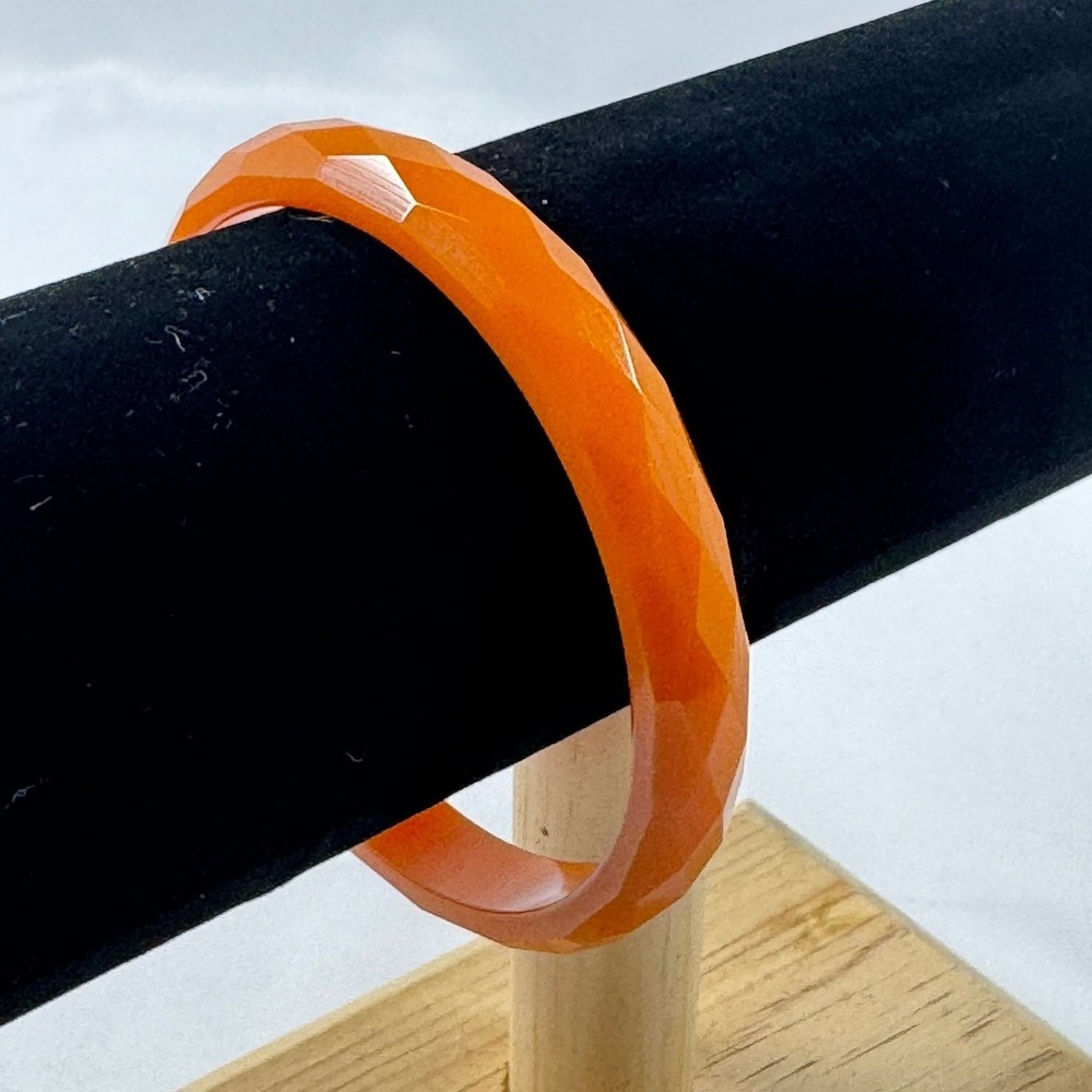 Vintage Orange Faceted Resin Bangle Bracelet Translucent Retro Geometric 8 In